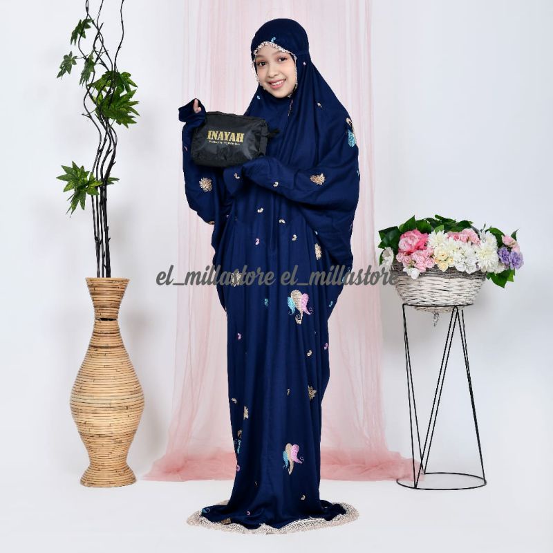 Big Sale Fashion Ramadan Mukena Anak Motif Set Cewek Umur Murah Katun B6C7 Lucu Terusan Anak Remaja 