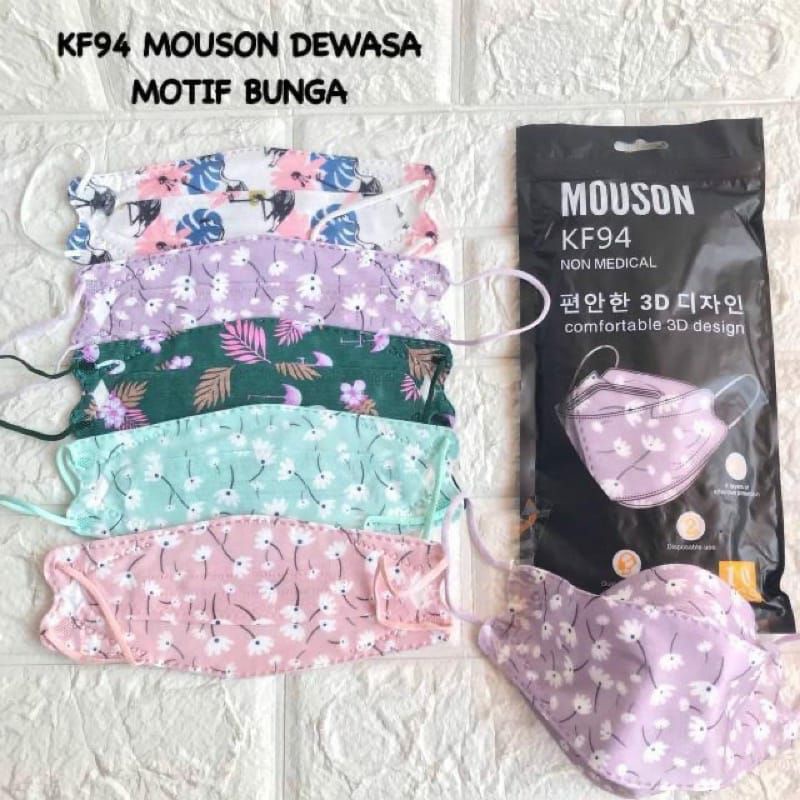 KF94 MOUSON DEWASA MOTIF BUNGA/MASKER KF94 BATIK 4 PLY