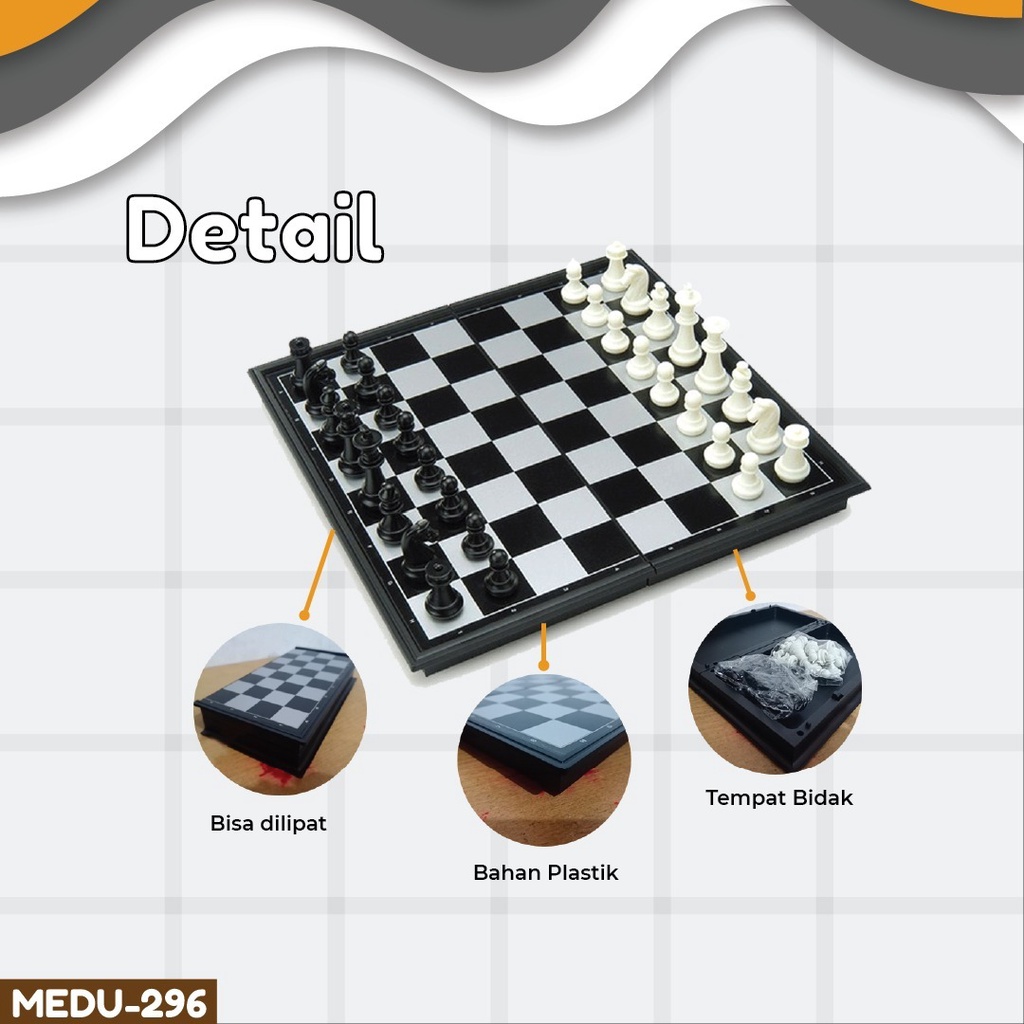 Mainan papan catur kecil board game chess set bisa lipat bahan plastik arena dan bidak lengkap