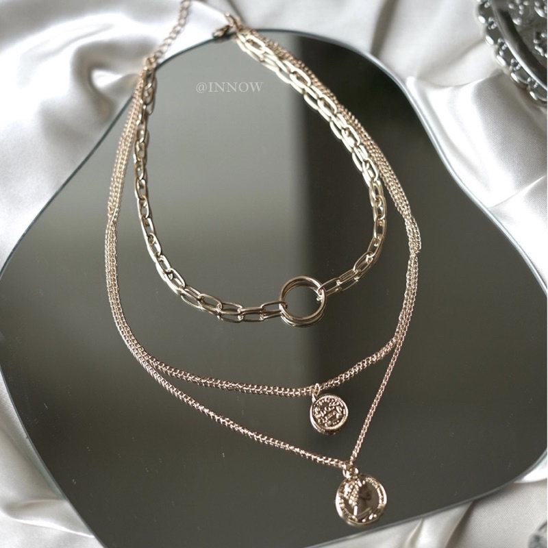 KALUNG Peregrine/ Chain Layer Necklace/ Kalung Set 3 pcs/ Liontin/ Kalung Rantai/ Choker/ Kalung Wan
