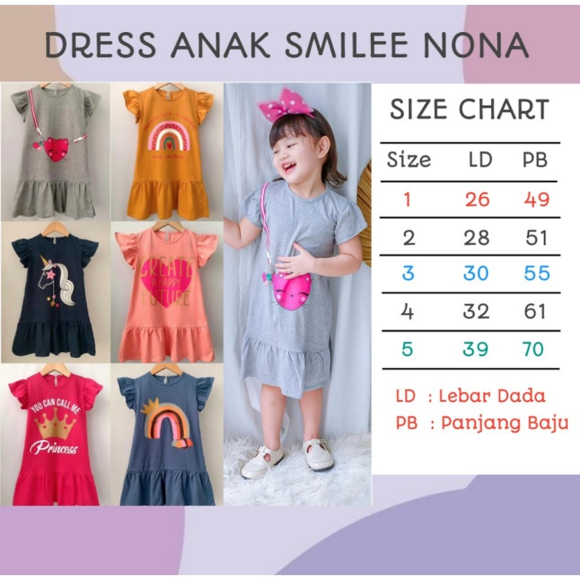 Smilee Dress Nona 1-5 Tahun Dress Fashion Anak Perempuan Nonaa Lucu CBKS S23