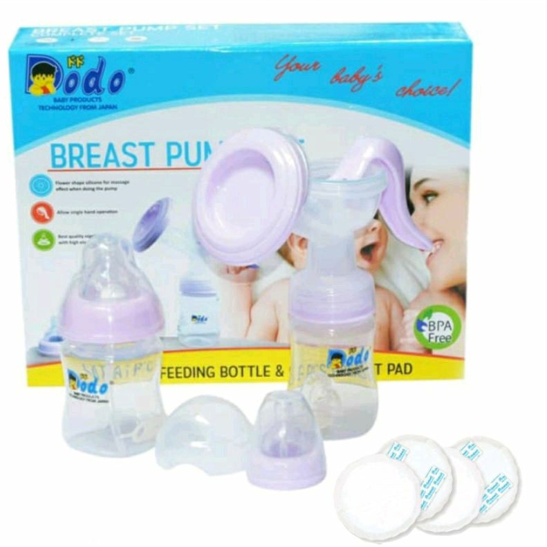 Dodo Breast Pump Manual 2 Botol + 6 BreastPad / Pompa Asi Manual Doubel Botol