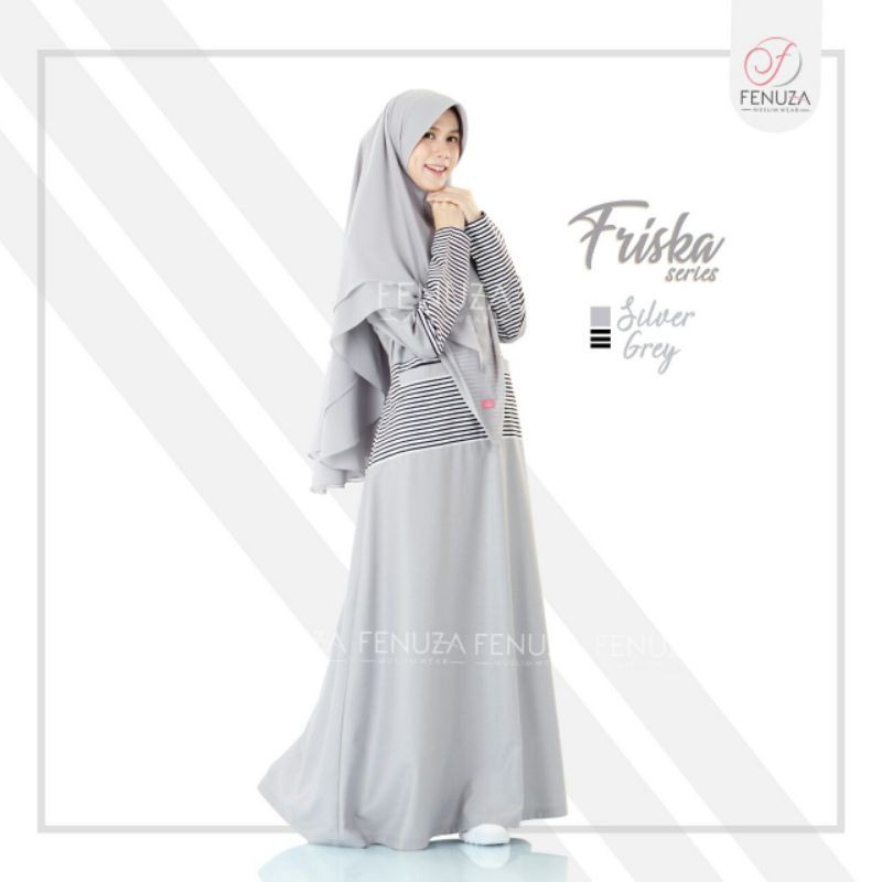 Fenuza gamis motif stripe friska dress