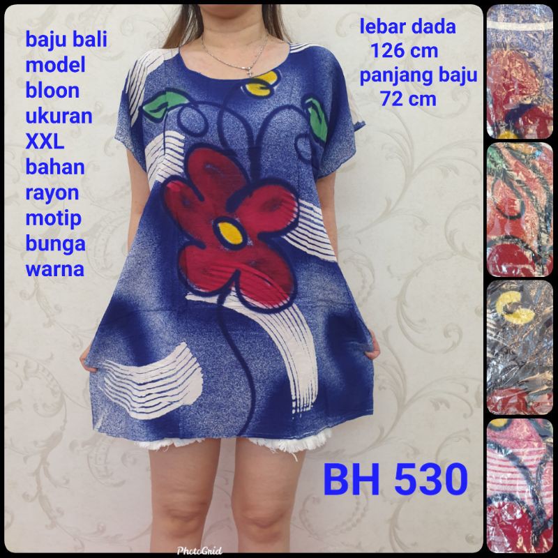 BH530Baju bali XXLmodel bloon motip bunga mawar warna