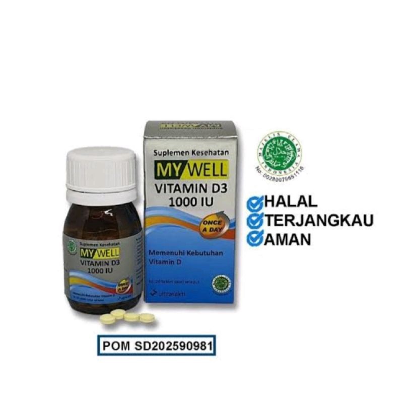 MY WELL Vitamin D3 1000 UI Suplemen Kesehatan Isi 20 tablet