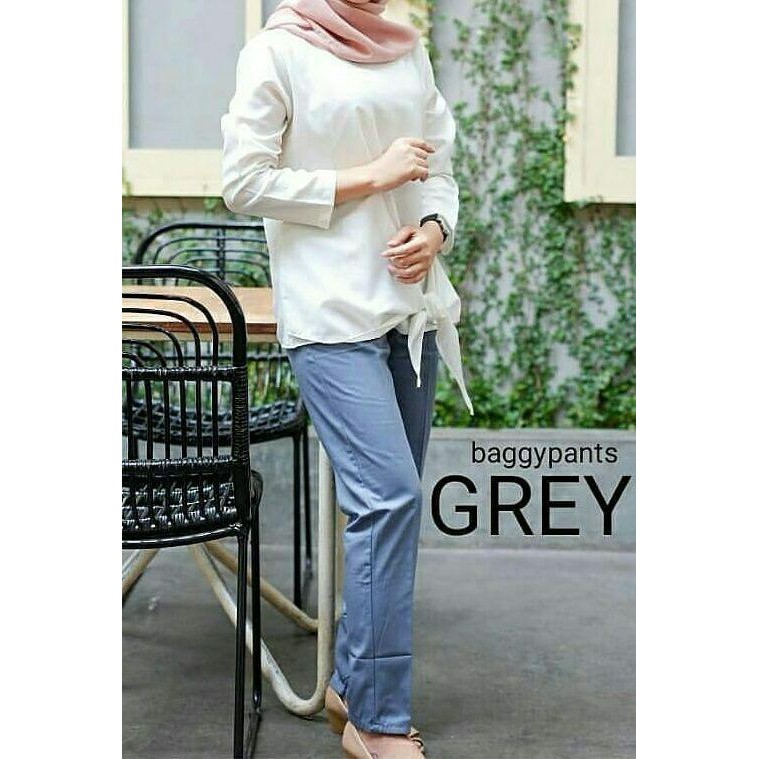  CELANA BAGGY PANTS  WARNA GREY AMERICAN DRILL SERI A 