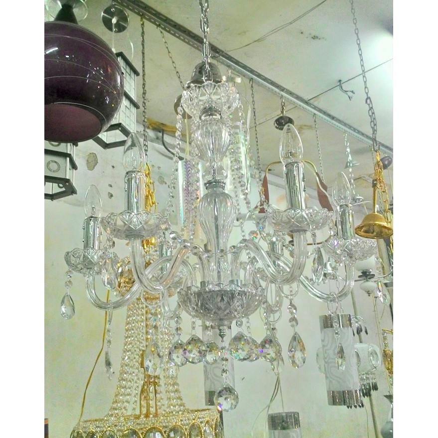 lampu gantung kristal lilin cabang 6