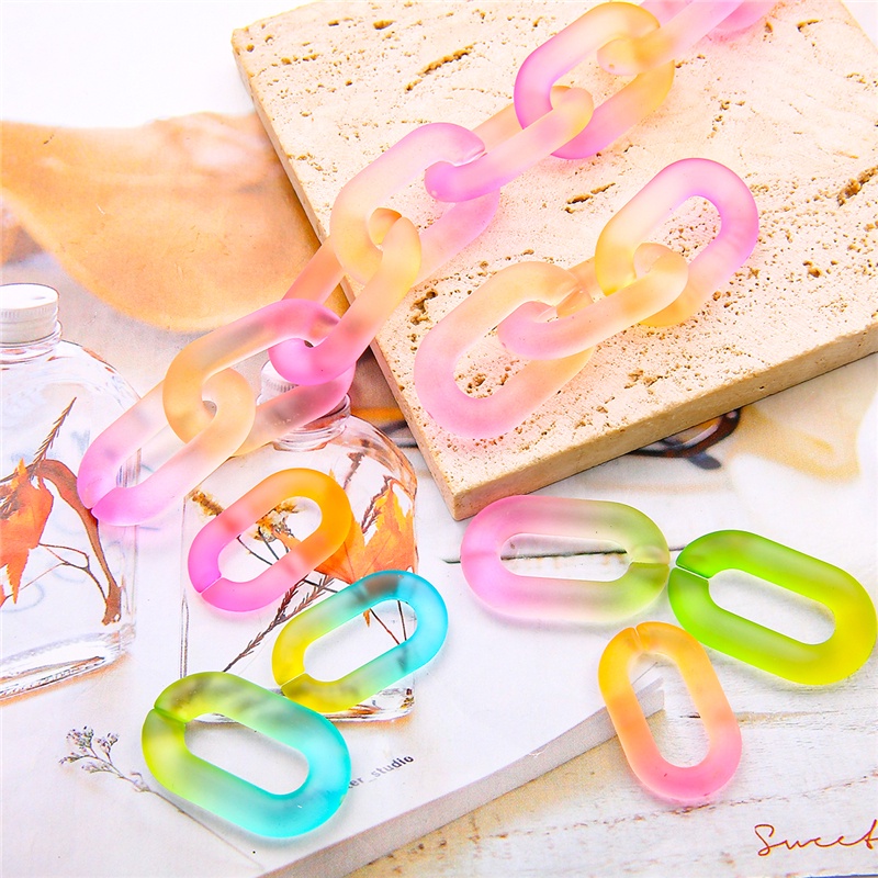 10 Pcs Transparan Double Warna Pembukaan Rantai Akrilik untuk DIY Membuat Anting-Anting Kalung Gelang Tas Aksesoris Pakaian Link