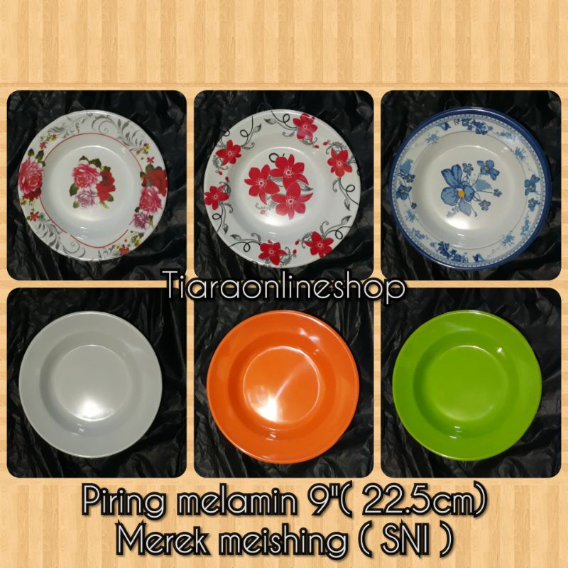 piring makan melamin meishing motif 9inc /22.5cm/piring bulat motif