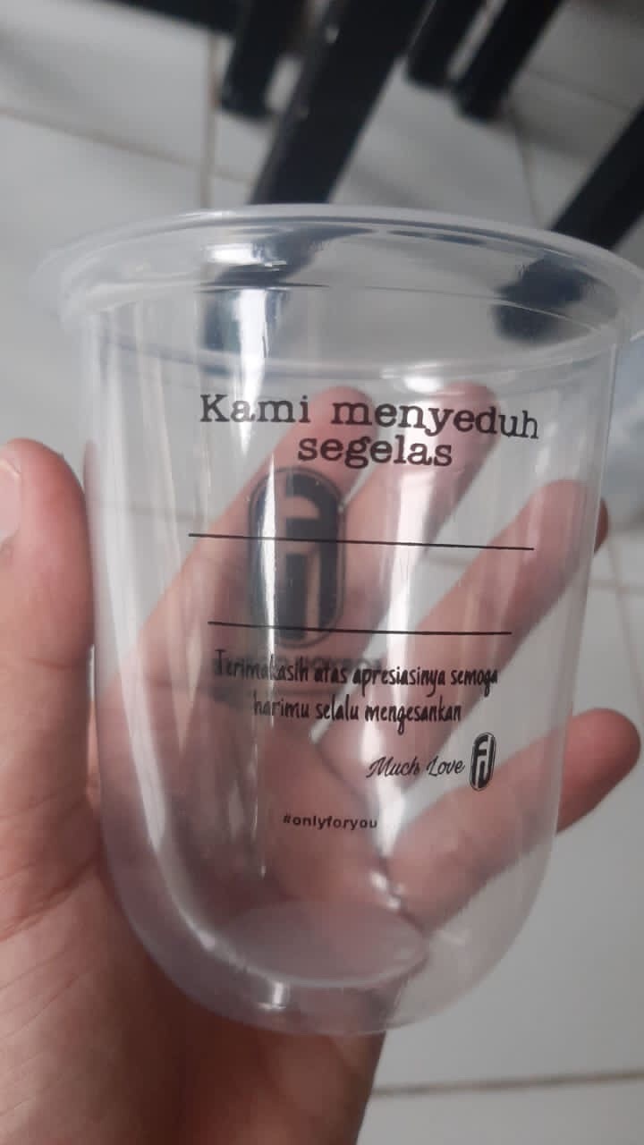 Sablon Gelas Cup Plastik 14oz Oval Merk Bsm Min. Order 500