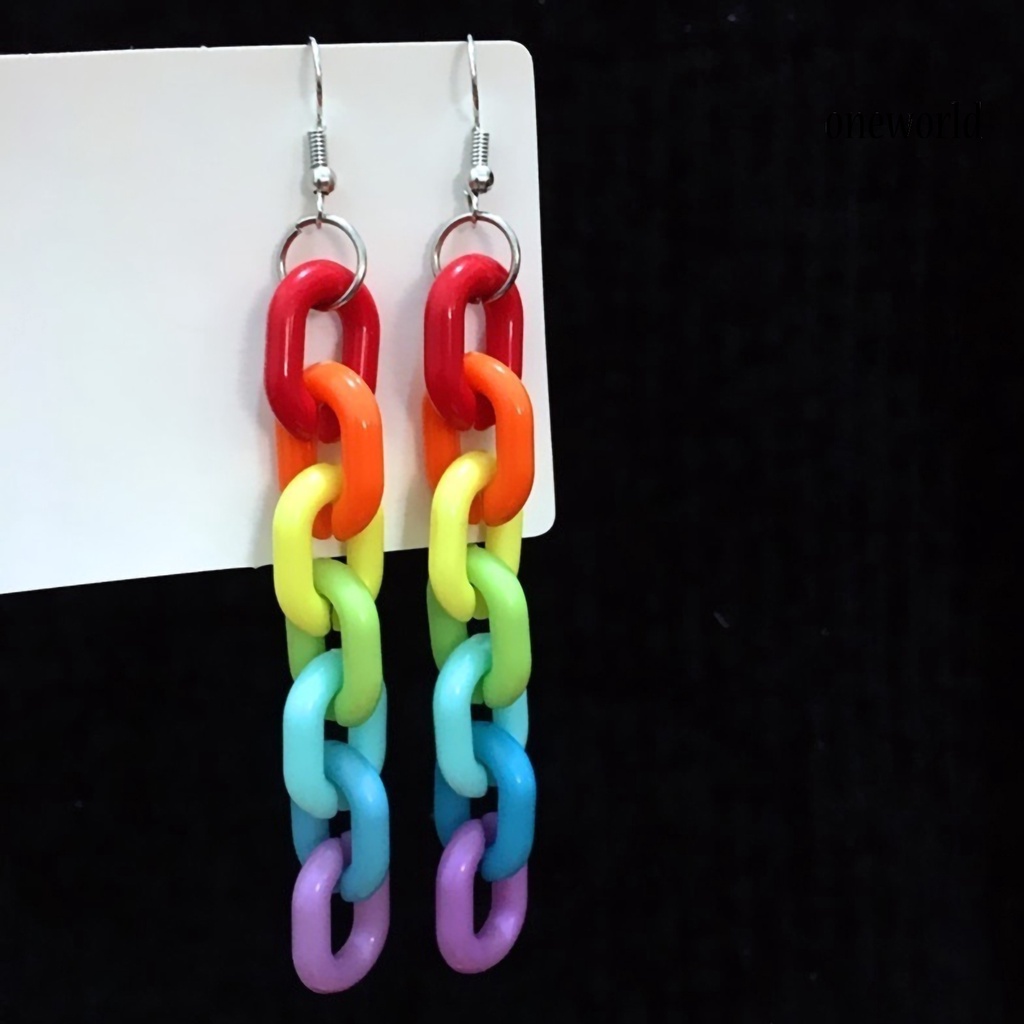 OW# Ear Hook Candy Color Creative Acrylic Long Dangle Stylish Ear Pendant for Party
