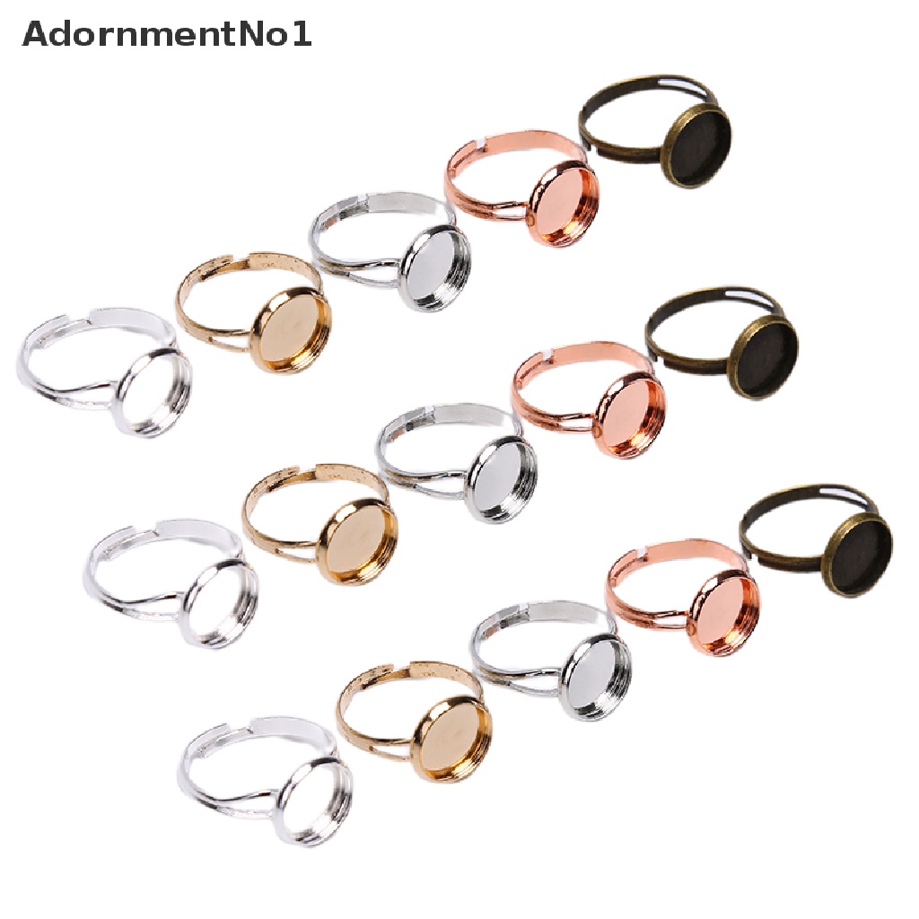 (AdornmentNo1) 10pcs Cincin Cabochon Kosong Adjustable Untuk Membuat Perhiasan DIY