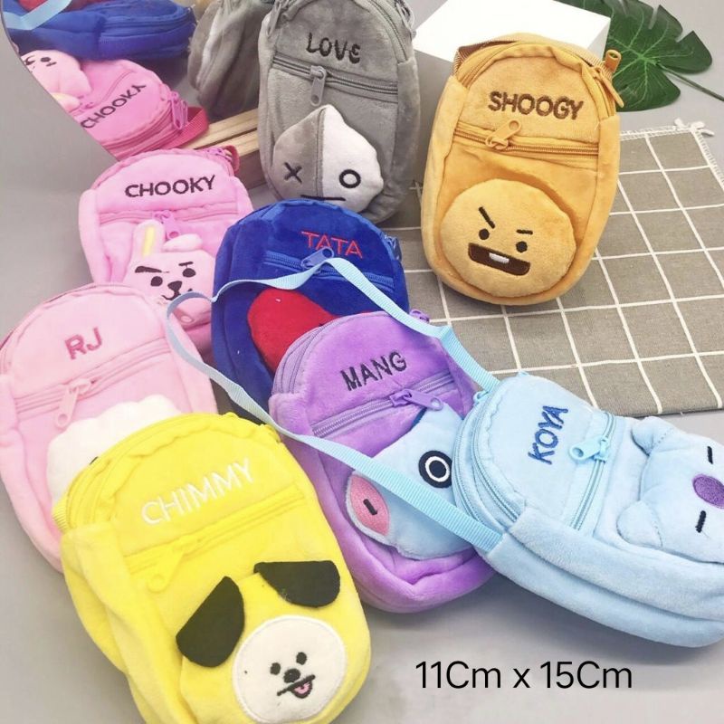 Koleksibts Tas Selempang Bt21 Bts Koya Chimmy Tata Mang Shooky Chooky RJ Van Rm Jin Suga Jimin J Hop