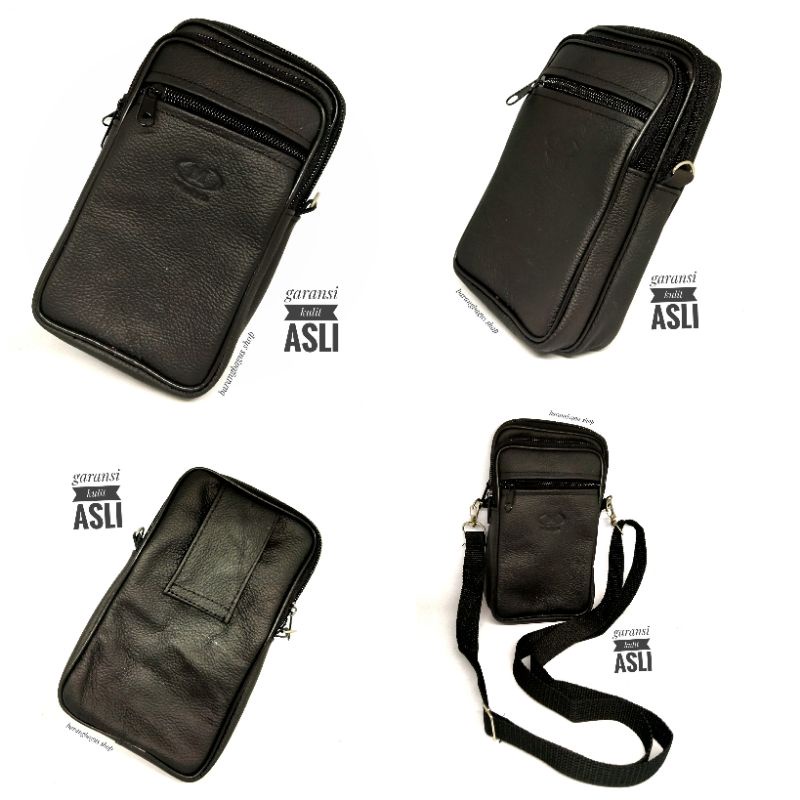 dompet sarung tempat tas selempang hp handphone kulit asli ukuran 6,5 dan 6 inch