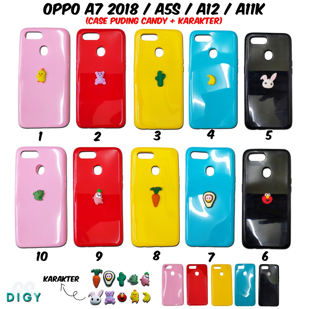 Case Candy plus 3D Karakter Softcase For OPPO A7 2018 A5S A12 A11K Case Candy Jelly Karakter Polos