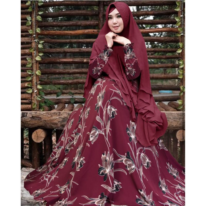 gamis set khimar. Arista marun