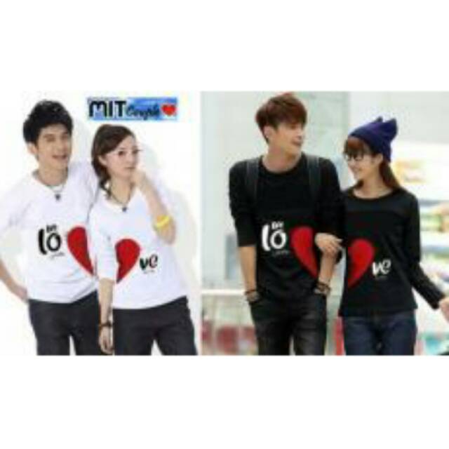 Kaos couple let love lengan panjang - baju pasangan