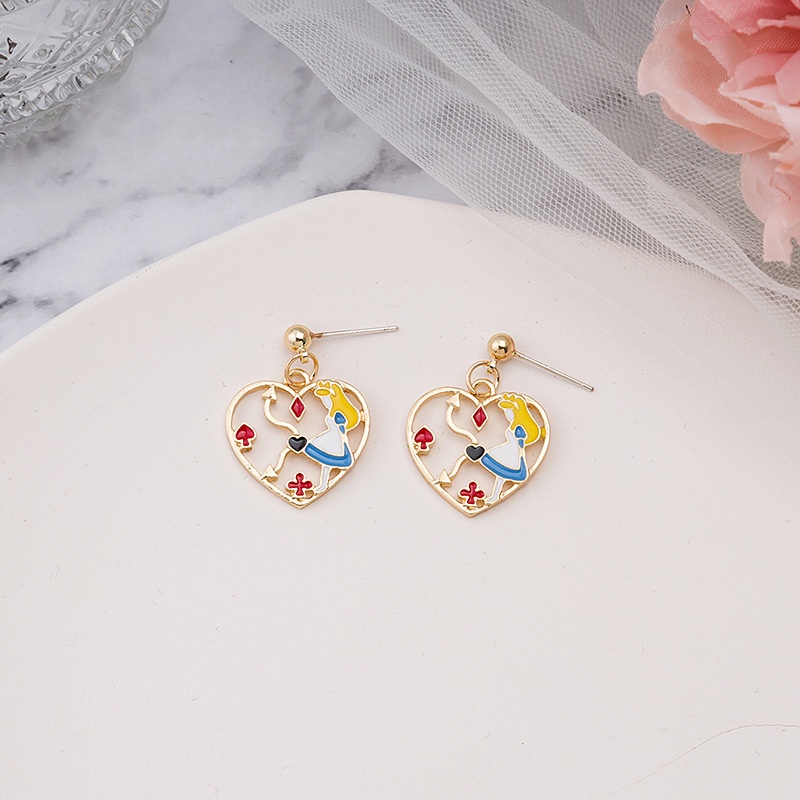 Anting Tusuk Desain Kartun Alice bunny Bahan 925 silver needle Untuk Wanita