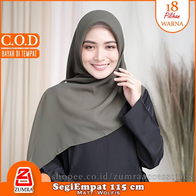 Jilbab Basic Segiempat 115 x 115 cm Matt Wolfis Woolpeach Lebih Tebal Best Quality Grade A