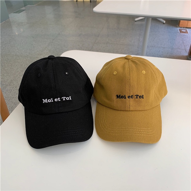 NEXTSTOP-190 Unisex Pria Wanita Hat Soft Material Bordir Moi Et Toi Topi Baseball