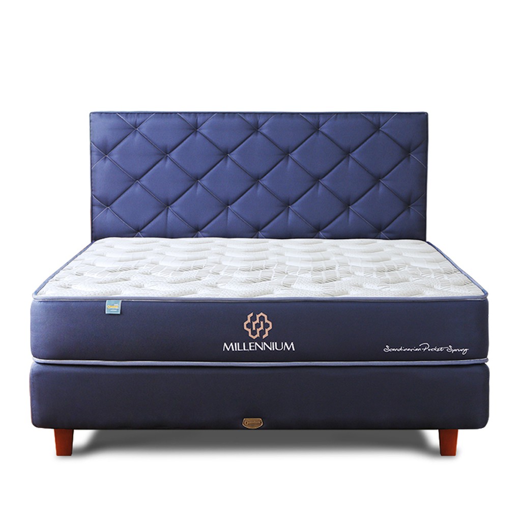 Jual Quantum Mattress Millennium Scandinavian Navy Blue Bed Set