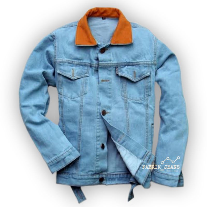 Jaket Jeans Levis Pria DILAN BIRU MUDA BIOBLITZ Bahan Denim Tebal Ukuran M L XL XXL