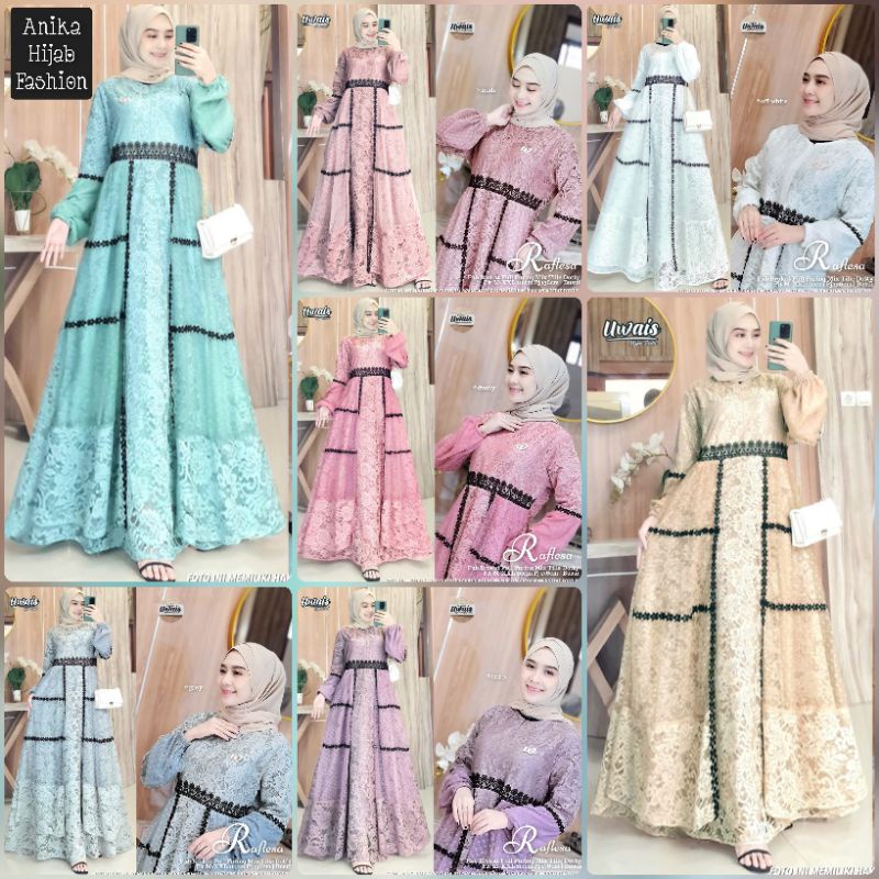 RAFLESA ORIGINAL UWAIS HIJAB. GAMIS DRESS BUSUI PREMIUM. DRESS MAXY BROKAT MIX TILLE DOTTY BUSUI