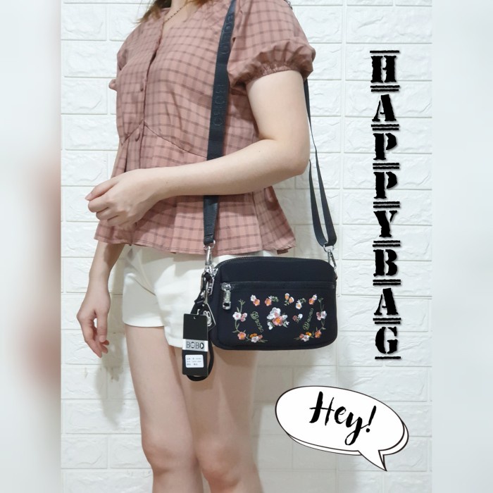PROMO TAS SELEMPANG/POUCH WANITA BOBO BORDIR BUNGA BB9091 3SLETING