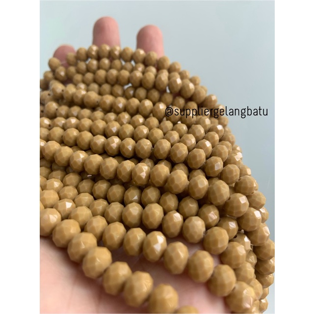 Kristal Ceko 8mm BROWN COKELAT doff bahan premium craft gelang kalung