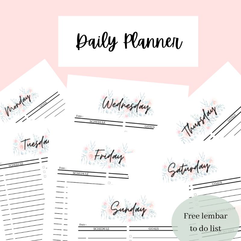 

Printable Daily Planner ukuran kertas A4, A5 - Peony Flower Theme - Digital Product - Bullet Journal - Bujo - Jadwal harian - Aesthetic