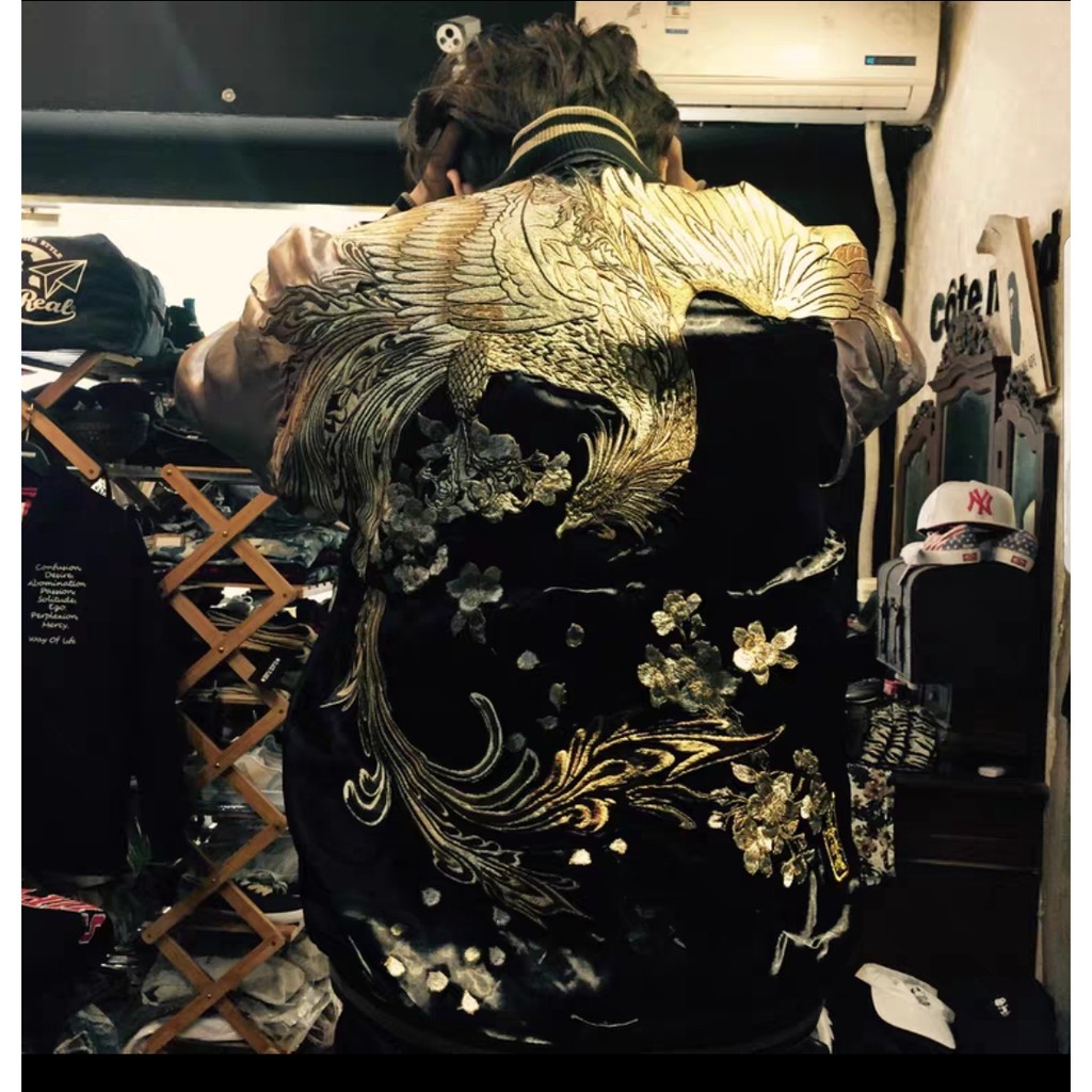 Ukiyo-e Suzaku japanese style jaket yokosuka sukajan pria/wanita