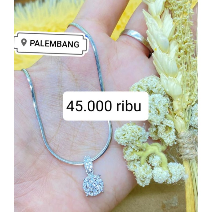 kalung titanium asli berlian