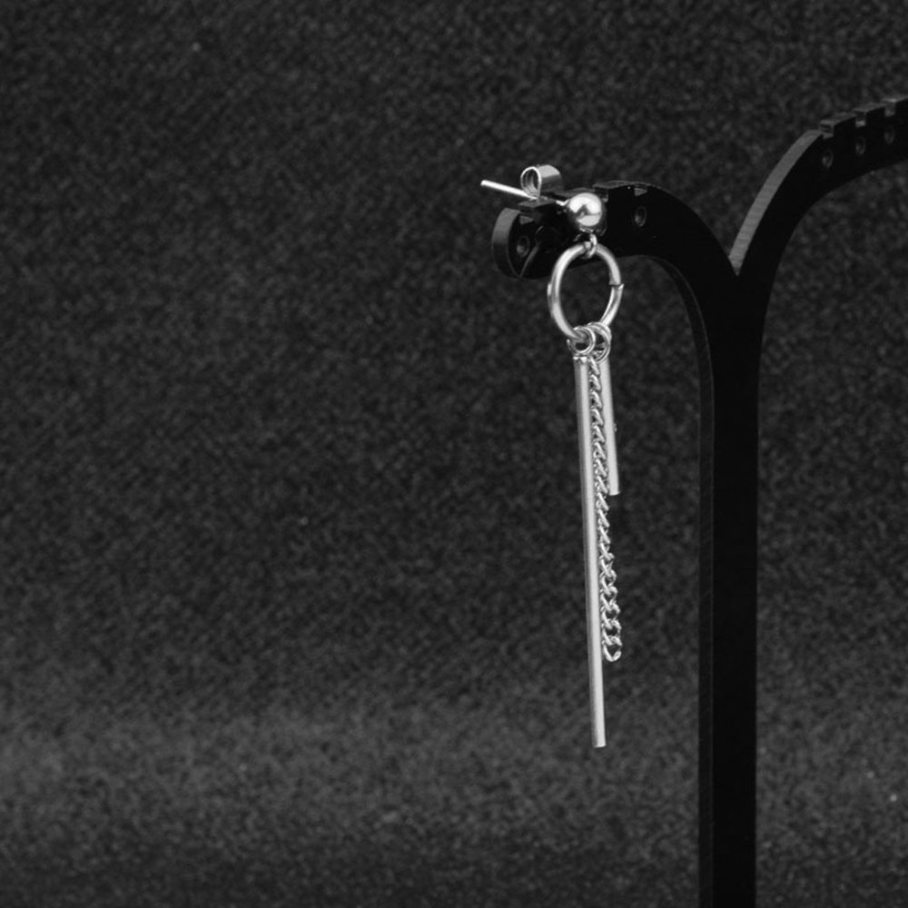 【COD Tangding】Korea Fashion Bts Long Tassel Earring Cool Boy Earstuds Clips Decor