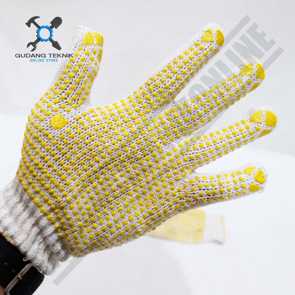 Sarung Tangan Kerja Bintik Kuning / sarung Tangan Safety Bintik Kuning