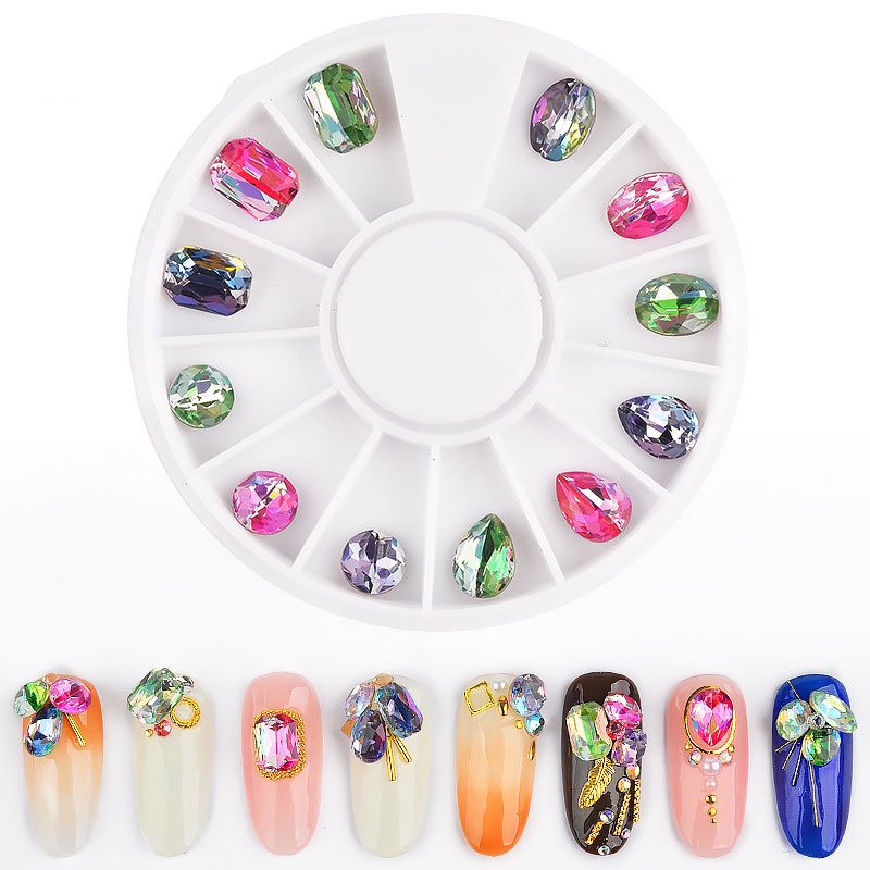 3D Colorful Glass Rhinestones Nail Dekorasi DIY Seni Kuku