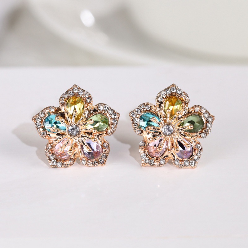 Anting Tusuk Sterling Silver 925 Desain Bunga Hias Zircon Untuk Wanita