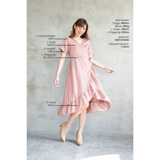 Midi Dress Kimono Bahan Crinkle /v-neck Midi Dress