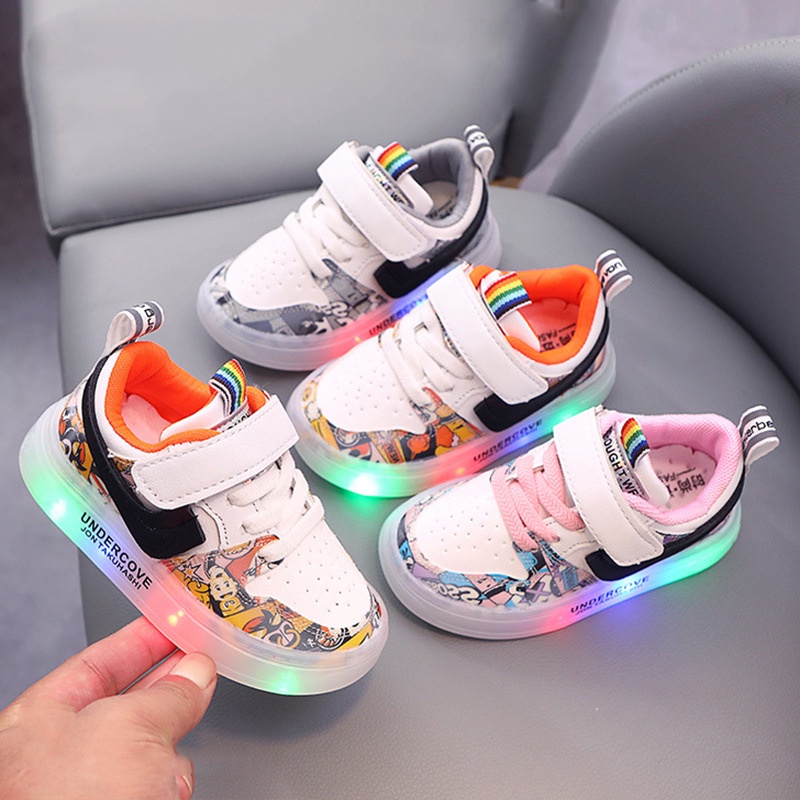 CUCI GUDANG!!!  SALE 6.6 LittleAaron JOHN AIR K56 Sepatu Sneakers Anak Laki / Perempuan LED Menyala  sandal anak import lucu sekolah