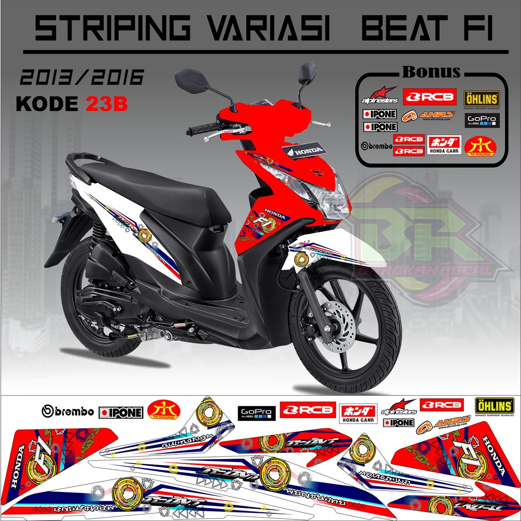 Striping Beat Fi 2013-2016 Stiker Lis Motor Beat Variasi kode 23