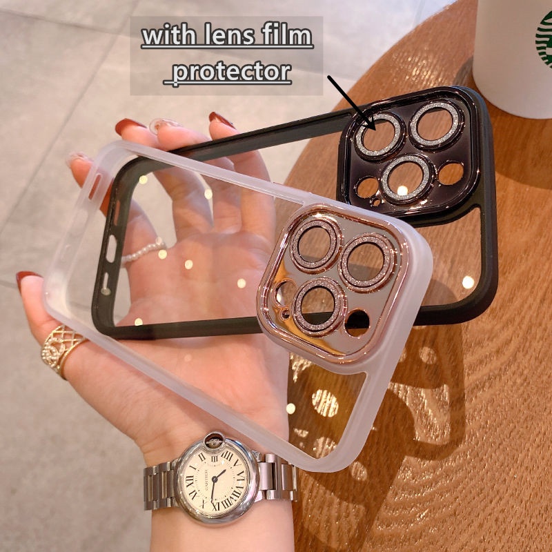 Case Kristal Transparan Dengan Lensa Film Untuk iPhone 14 Pro Max 11 12 Pro Max 13 Pro Max