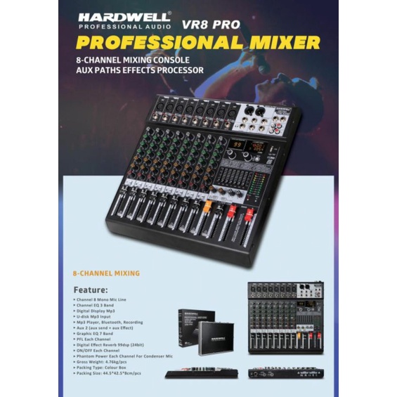 Mixer audio Hardwell VR8 pro/Hardwell vr8 pro/VR8 pro original
