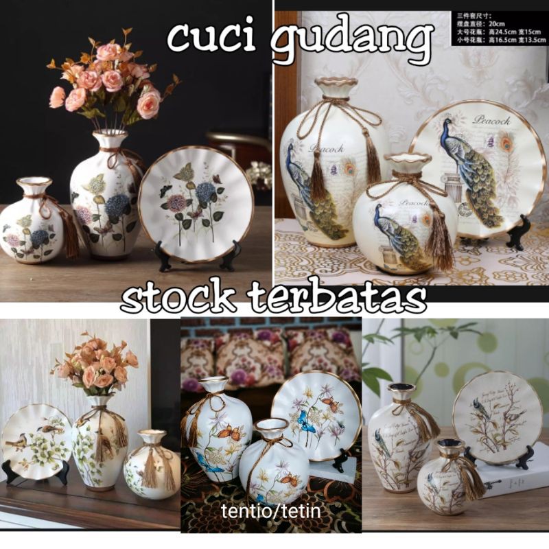 Vas keramik set / guci keramik / pajangan keramik / patung pajangan