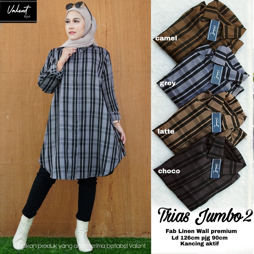 Tunik Terbaru / Baju Muslim Tunik Wanita Remaja Kotak Kotak Kekinian Cantik