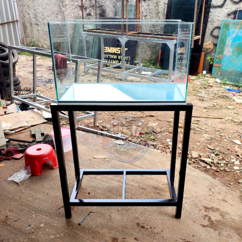 PAKET AQUARIUM 70X40X40 DASAR 8MM KELILING 5 + RAK HOLO 4X4