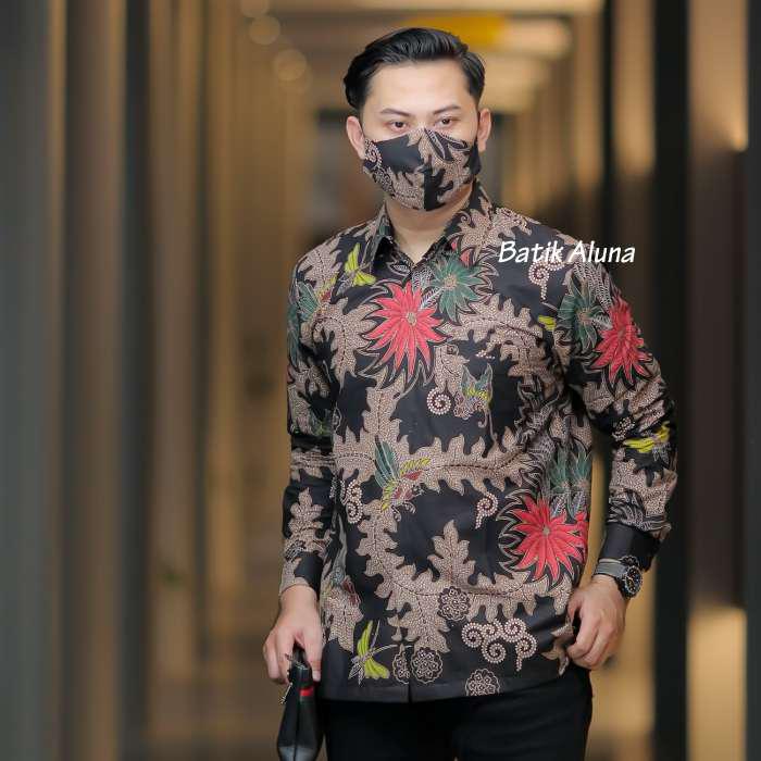 Batik Solo Pria Lengan Panjang Lapis Puring Kemeja Batik Pria Lengan Panjang Batik Aluna Gba 063