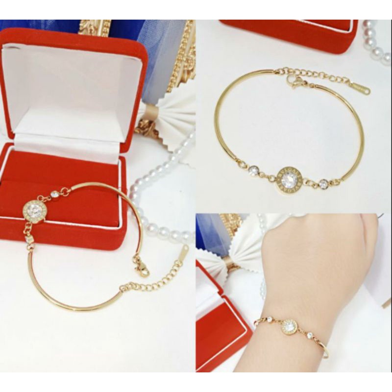 Gelang Rantai Oval Gold Titanium Bulat N24072106