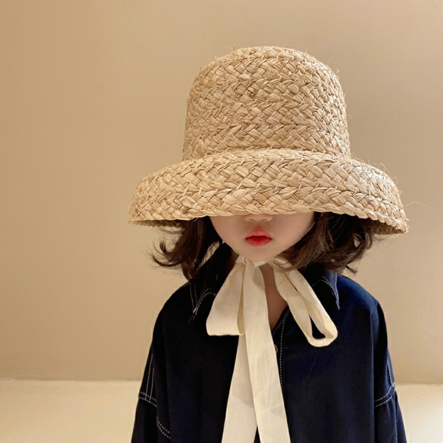 Kids beach straw hat scandinavian topi anak anyaman topi pantai