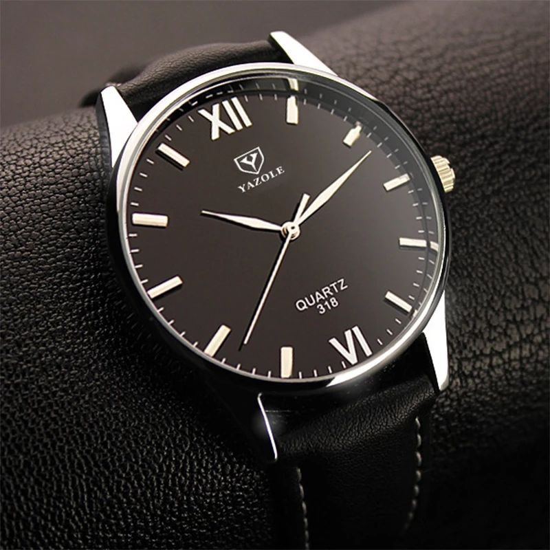 Jam Pria Fashion Tahan Air YAZOLE 318 Original Impor Kulit Jam Tangan Analog Pria