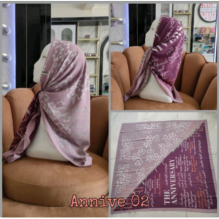 Hijab Segiempat Motif Koran arab / arabic premium / Kerudung voal best seller-ANNIVE 02