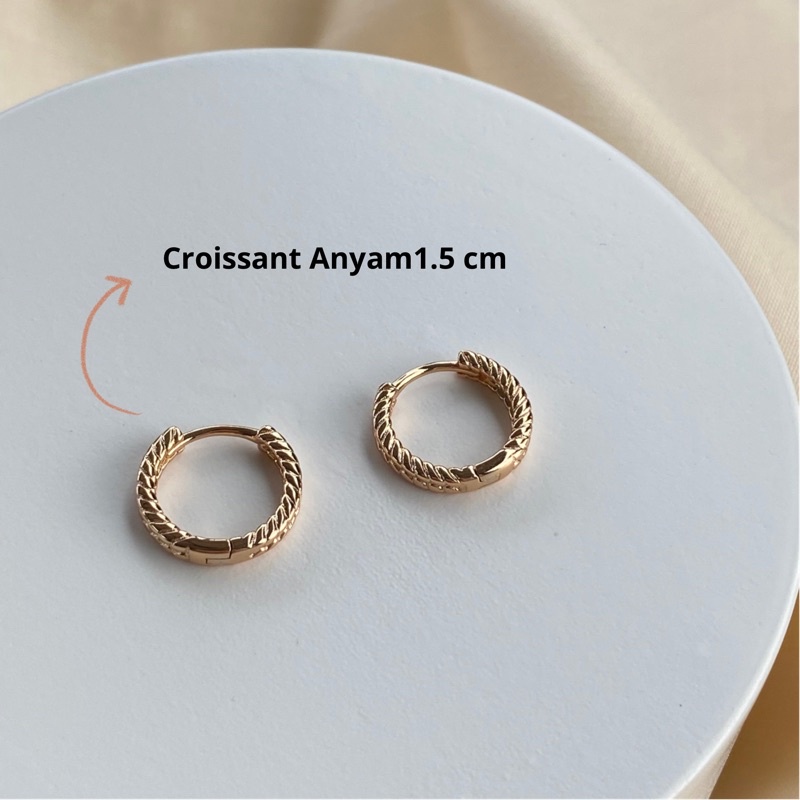 Anting Rose Gold Rhodium Anti Karat Croissant - Croissant Hoop